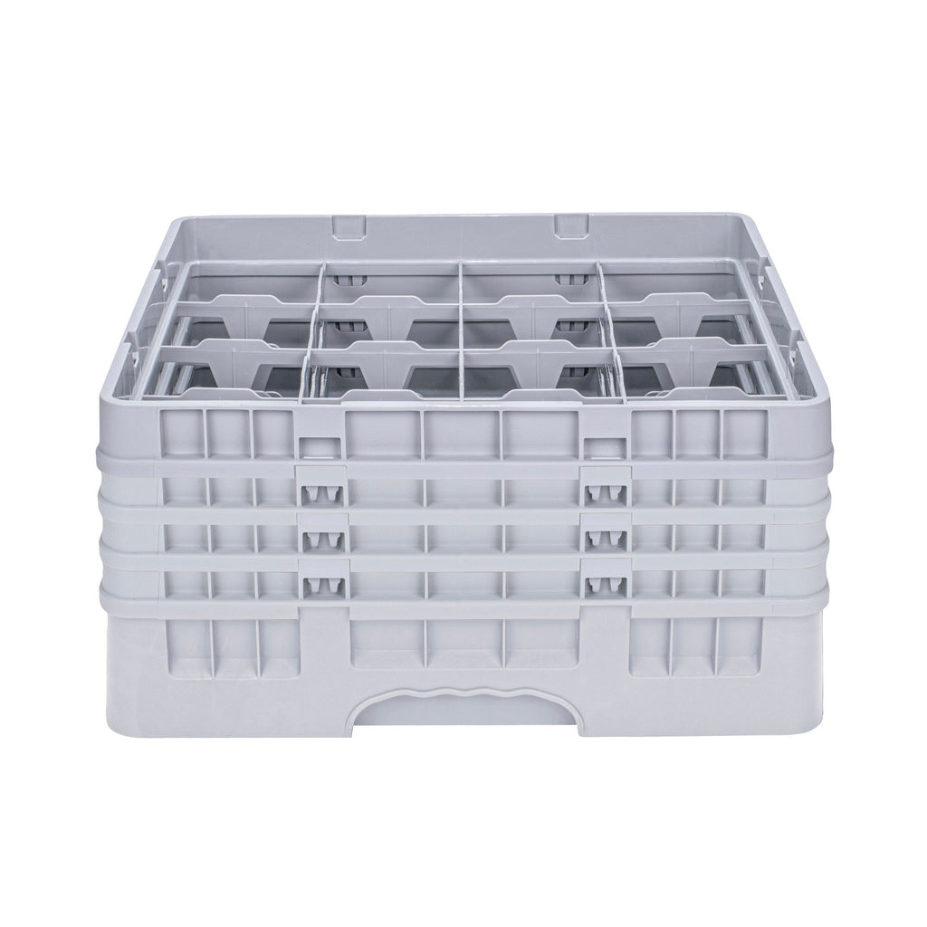 Clean Tek Professional Gray Glass Rack - 16 Compartments, 1 Full Drop and 3 Half Drop Extenders - 19 3/4" x 19 3/4" x 10 1/2" - 1 count box