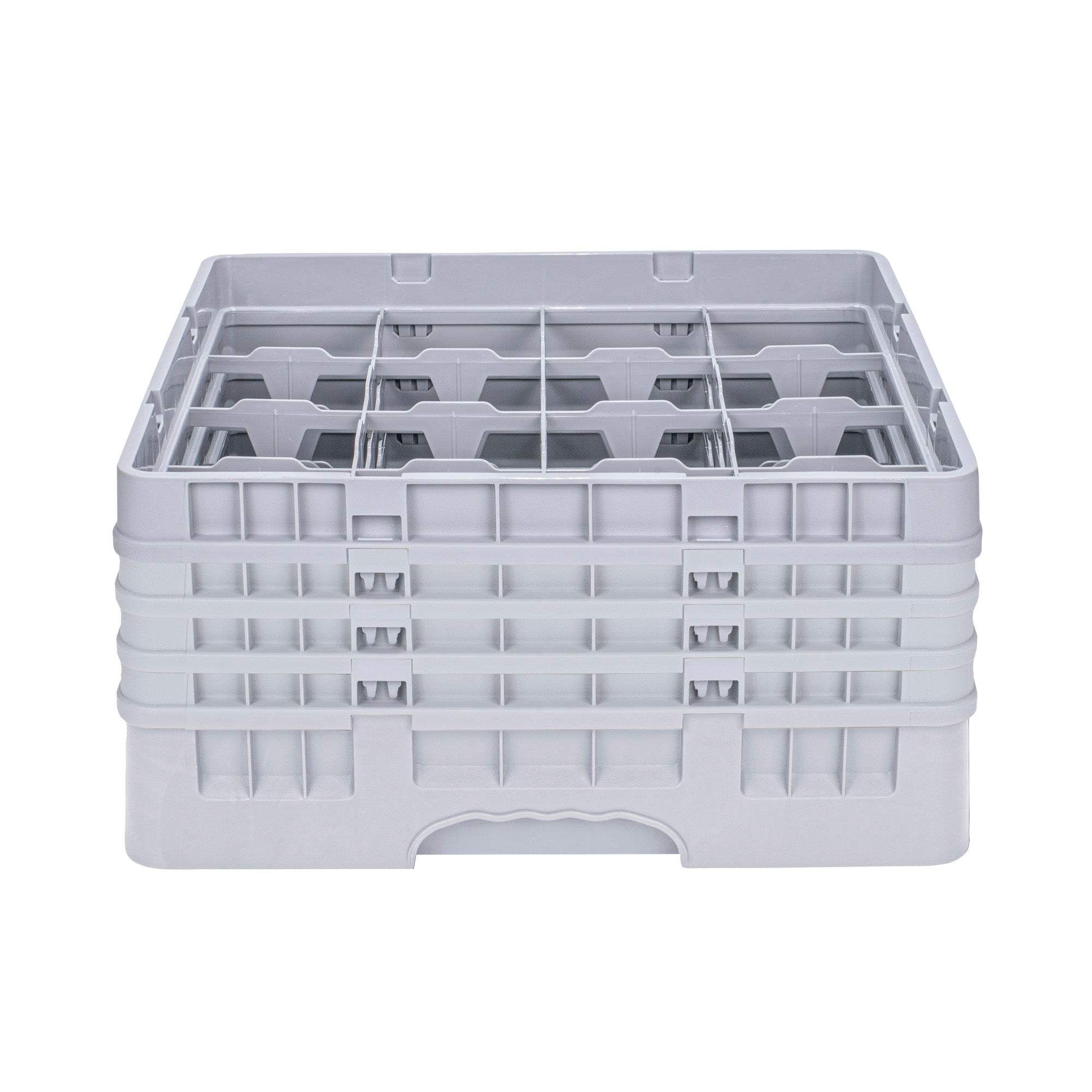 Clean Tek Professional Gray Glass Rack - 16 Compartments, 1 Full Drop and 3 Half Drop Extenders - 19 3/4" x 19 3/4" x 10 1/2" - 1 count box