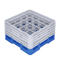 Clean Tek Professional Blue Glass Rack - 16 Compartments, 1 Full Drop and 4 Half Drop Extenders - 19 3/4" x 19 3/4" x 12 1/4" - 1 count box