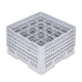 Clean Tek Professional Gray Glass Rack - 16 Compartments, 1 Full Drop and 4 Half Drop Extenders - 19 3/4" x 19 3/4" x 12 1/4" - 1 count box