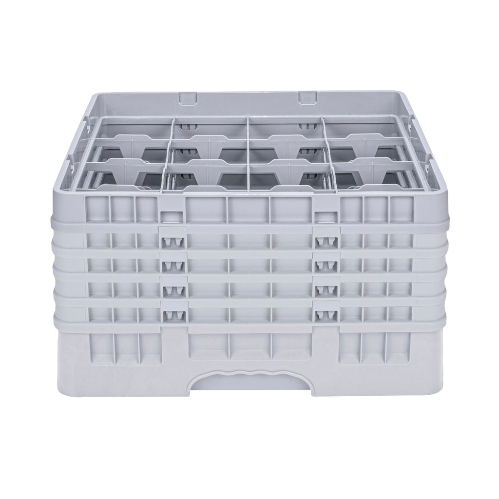 Clean Tek Professional Gray Glass Rack - 16 Compartments, 1 Full Drop and 4 Half Drop Extenders - 19 3/4" x 19 3/4" x 12 1/4" - 1 count box