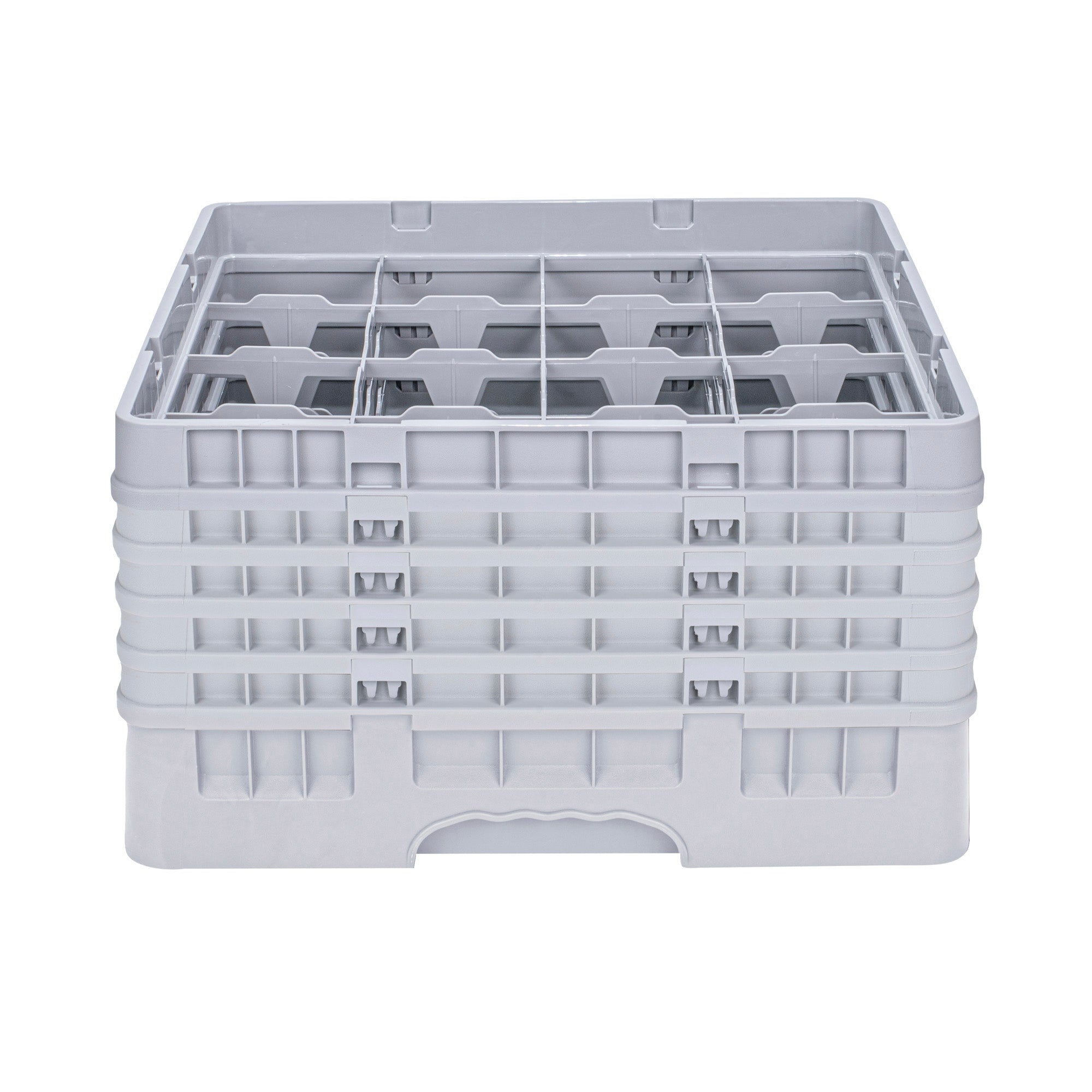 Clean Tek Professional Gray Glass Rack - 16 Compartments, 1 Full Drop and 4 Half Drop Extenders - 19 3/4" x 19 3/4" x 12 1/4" - 1 count box