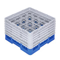Clean Tek Professional Blue Glass Rack - 16 Compartments, 1 Full Drop and 5 Half Drop Extenders - 19 3/4" x 19 3/4" x 13 3/4" - 1 count box