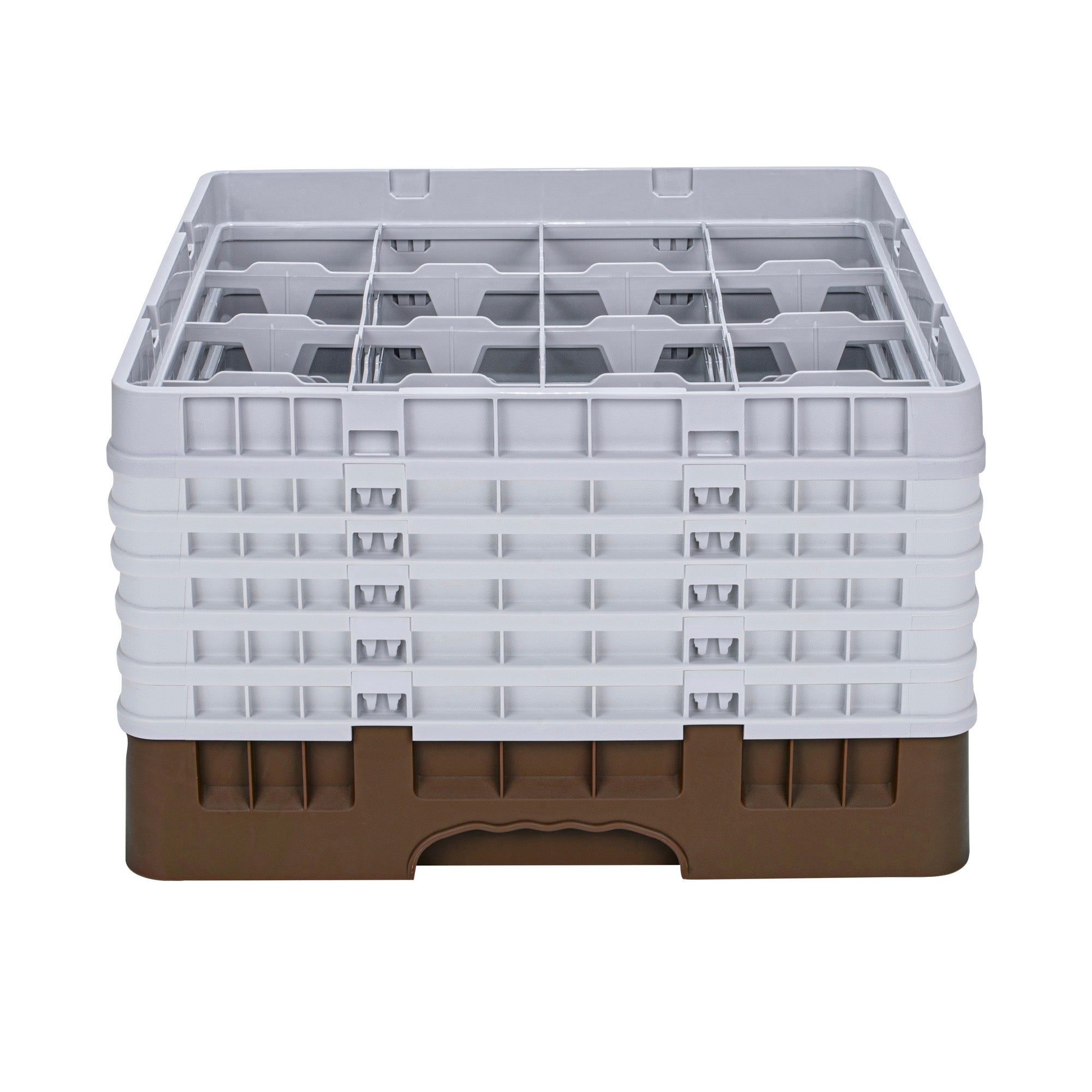 Clean Tek Professional Brown Glass Rack - 16 Compartments, 1 Full Drop and 5 Half Drop Extenders - 19 3/4" x 19 3/4" x 13 3/4" - 1 count box