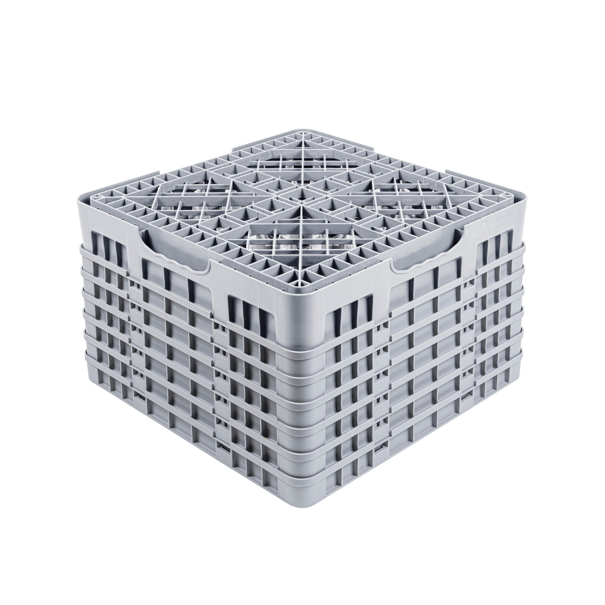 Clean Tek Professional Gray Glass Rack - 16 Compartments, 1 Full Drop and 5 Half Drop Extenders - 19 3/4" x 19 3/4" x 13 3/4" - 1 count box
