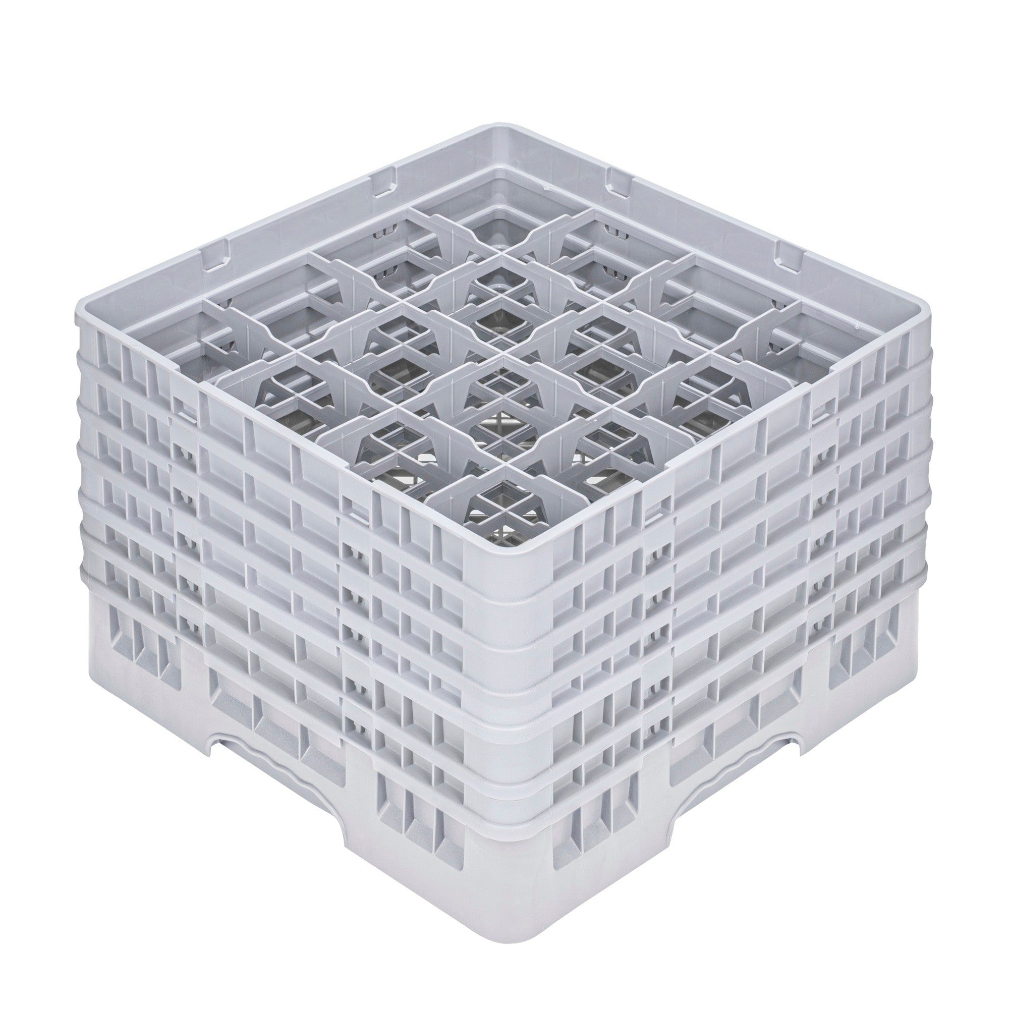 Clean Tek Professional Gray Glass Rack - 16 Compartments, 1 Full Drop and 5 Half Drop Extenders - 19 3/4" x 19 3/4" x 13 3/4" - 1 count box