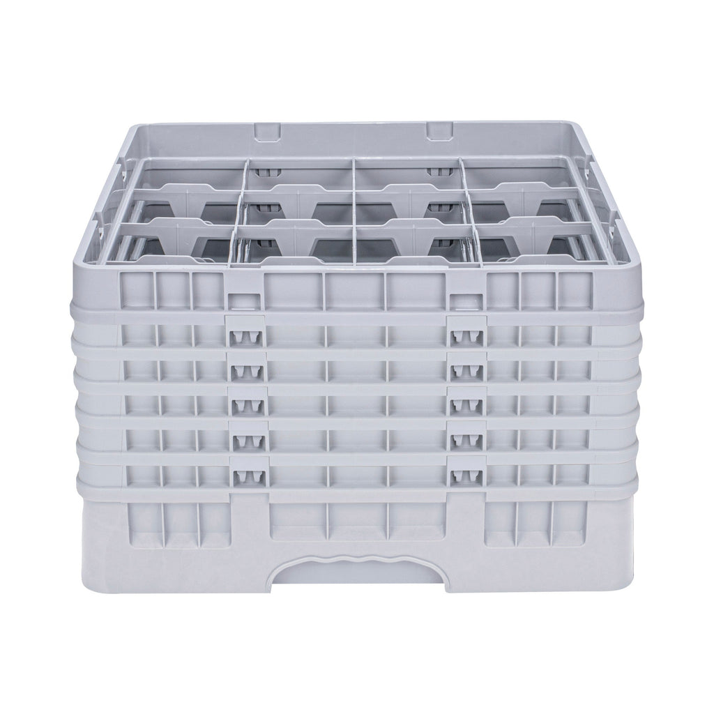 Clean Tek Professional Gray Glass Rack - 16 Compartments, 1 Full Drop and 5 Half Drop Extenders - 19 3/4" x 19 3/4" x 13 3/4" - 1 count box