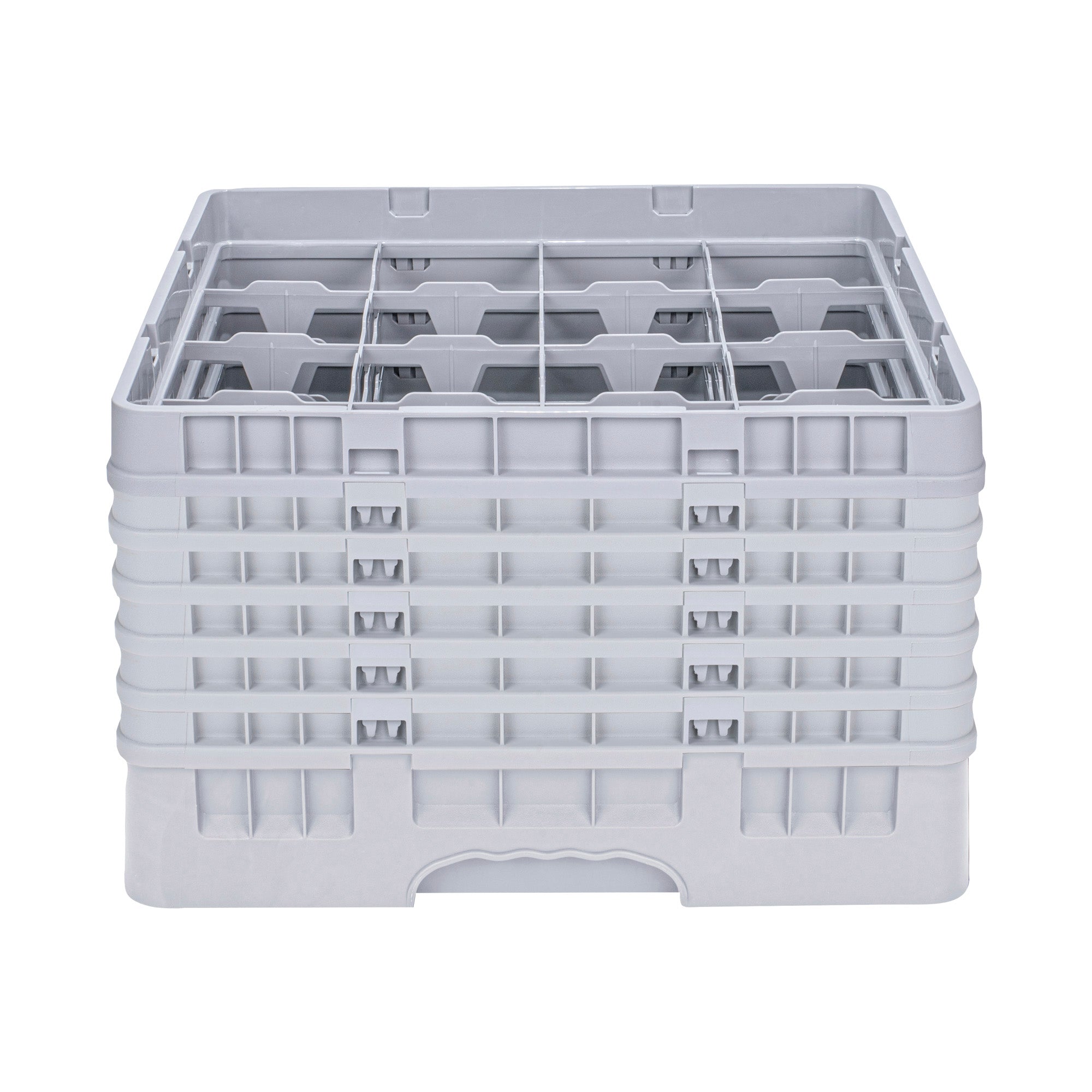 Clean Tek Professional Gray Glass Rack - 16 Compartments, 1 Full Drop and 5 Half Drop Extenders - 19 3/4" x 19 3/4" x 13 3/4" - 1 count box