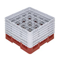 Clean Tek Professional Red Glass Rack - 16 Compartments, 1 Full Drop and 5 Half Drop Extenders - 19 3/4" x 19 3/4" x 13 3/4" - 1 count box