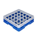 Clean Tek Professional Blue Glass Rack - 25 Compartments, 1 Full Drop Extender - 19 3/4" x 19 3/4" x 5 3/4" - 1 count box