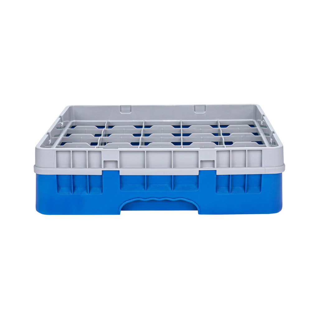 Clean Tek Professional Blue Glass Rack - 25 Compartments, 1 Full Drop Extender - 19 3/4" x 19 3/4" x 5 3/4" - 1 count box