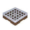 Clean Tek Professional Brown Glass Rack - 25 Compartments, 1 Full Drop Extender - 19 3/4" x 19 3/4" x 5 3/4" - 1 count box