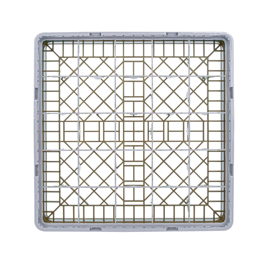 Clean Tek Professional Brown Glass Rack - 25 Compartments, 1 Full Drop Extender - 19 3/4" x 19 3/4" x 5 3/4" - 1 count box