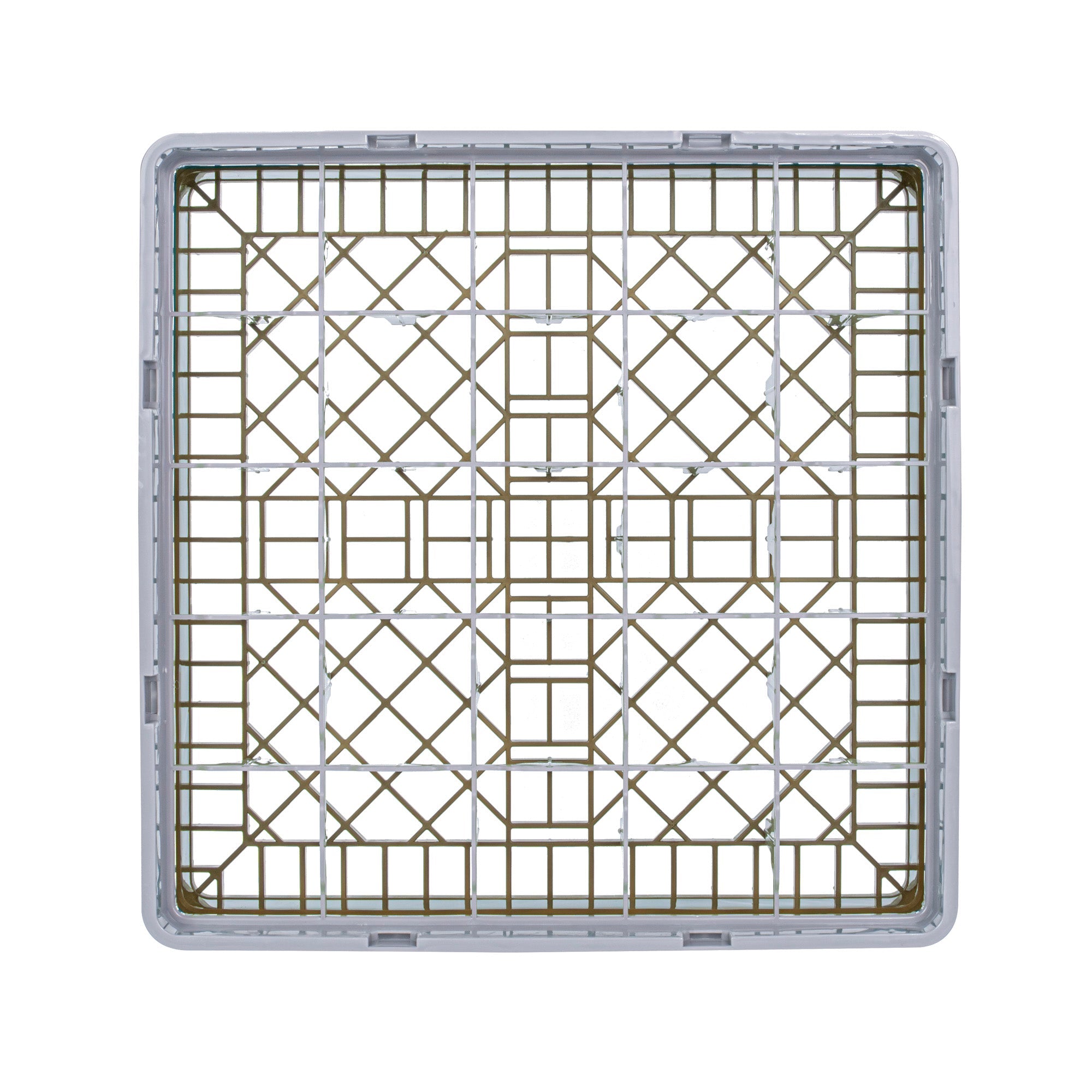 Clean Tek Professional Brown Glass Rack - 25 Compartments, 1 Full Drop Extender - 19 3/4" x 19 3/4" x 5 3/4" - 1 count box