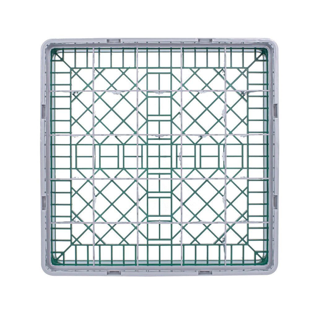 Clean Tek Professional Green Glass Rack - 25 Compartments, 1 Full Drop Extender - 19 3/4" x 19 3/4" x 5 3/4" - 1 count box