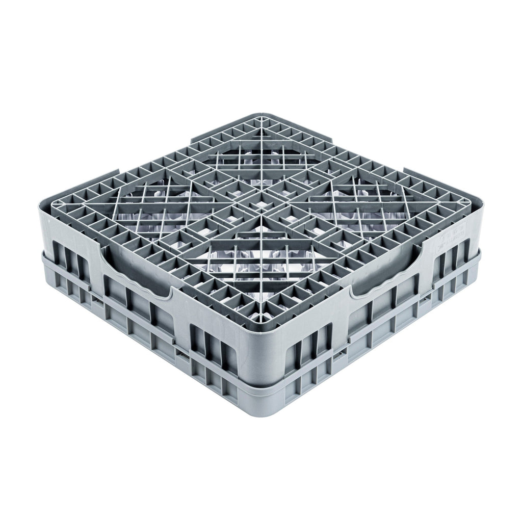 Clean Tek Professional Gray Glass Rack - 25 Compartments, 1 Full Drop Extender - 19 3/4" x 19 3/4" x 5 3/4" - 1 count box