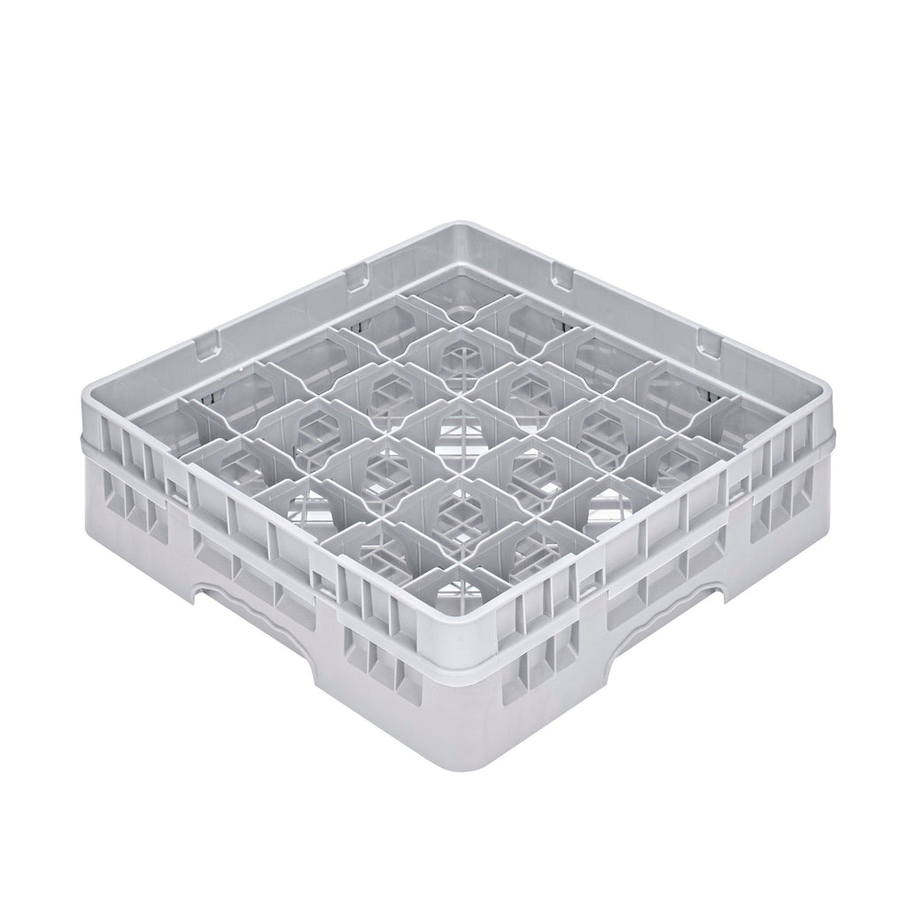 Clean Tek Professional Gray Glass Rack - 25 Compartments, 1 Full Drop Extender - 19 3/4" x 19 3/4" x 5 3/4" - 1 count box