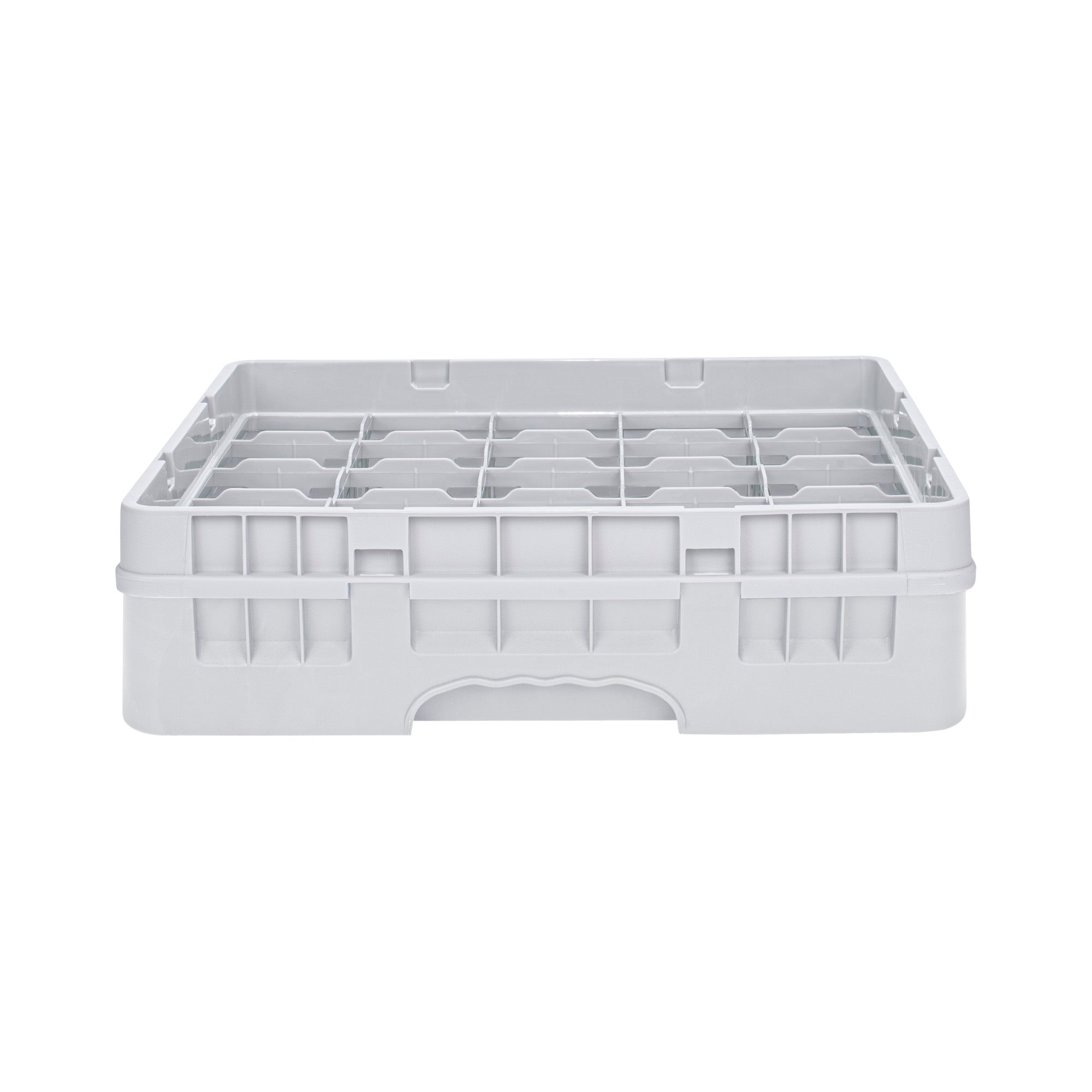 Clean Tek Professional Gray Glass Rack - 25 Compartments, 1 Full Drop Extender - 19 3/4" x 19 3/4" x 5 3/4" - 1 count box