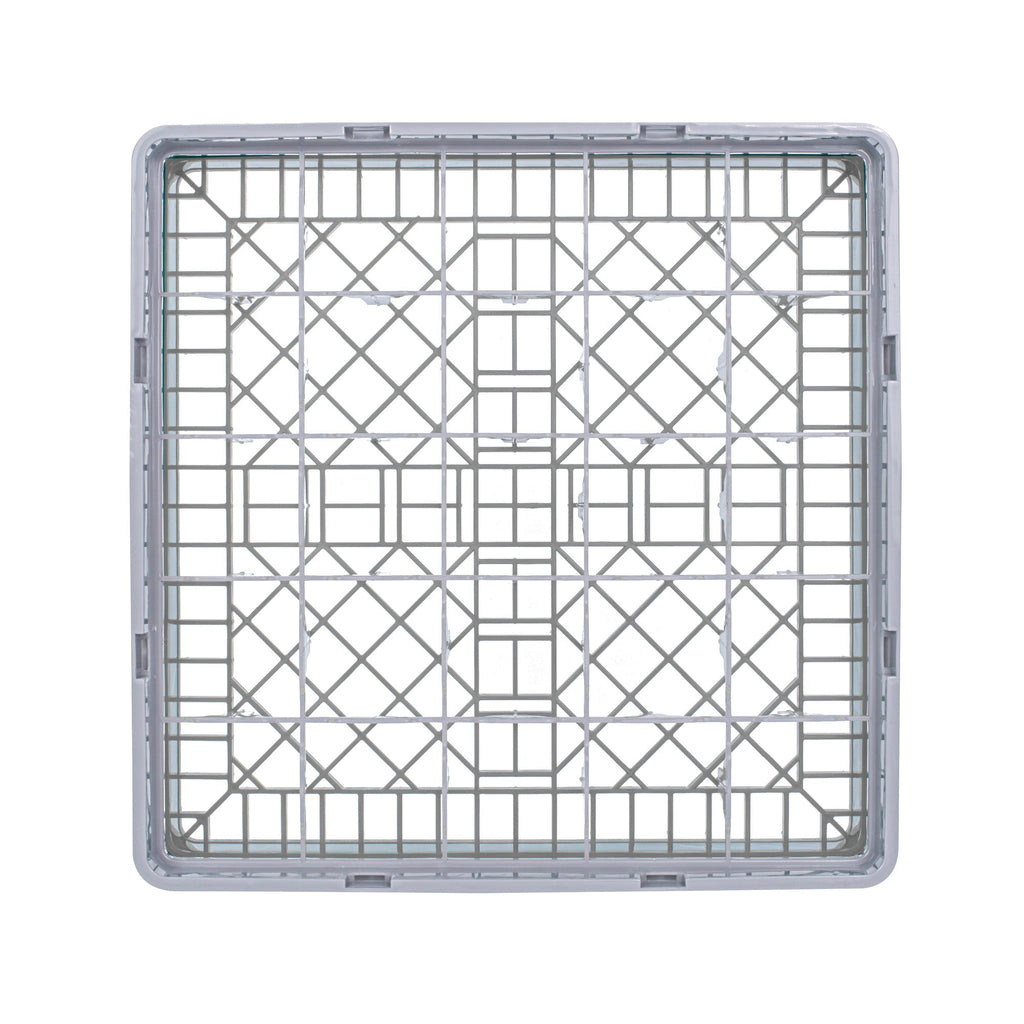 Clean Tek Professional Gray Glass Rack - 25 Compartments, 1 Full Drop Extender - 19 3/4" x 19 3/4" x 5 3/4" - 1 count box