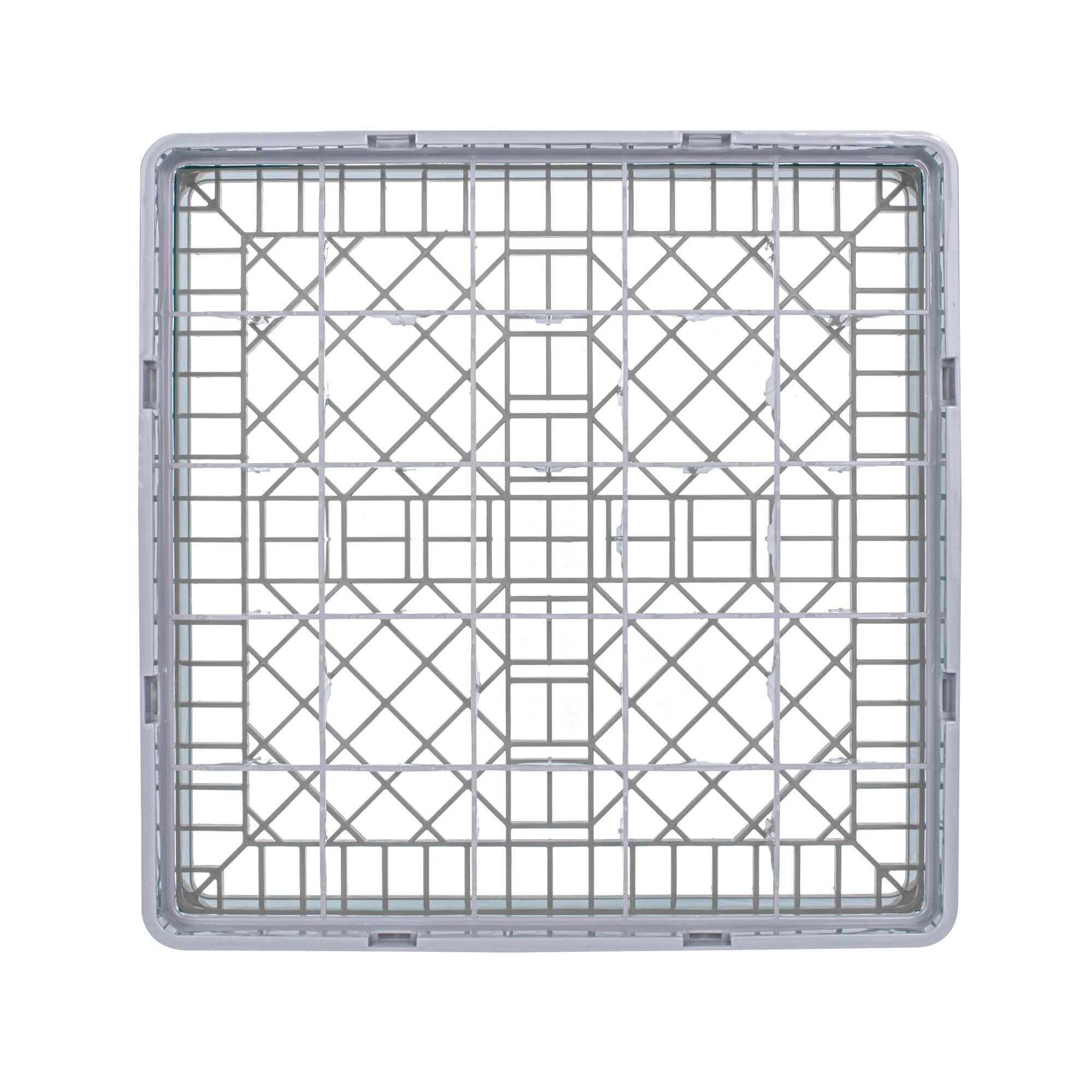 Clean Tek Professional Gray Glass Rack - 25 Compartments, 1 Full Drop Extender - 19 3/4" x 19 3/4" x 5 3/4" - 1 count box