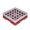 Clean Tek Professional Red Glass Rack - 25 Compartments, 1 Full Drop Extender - 19 3/4" x 19 3/4" x 5 3/4" - 1 count box