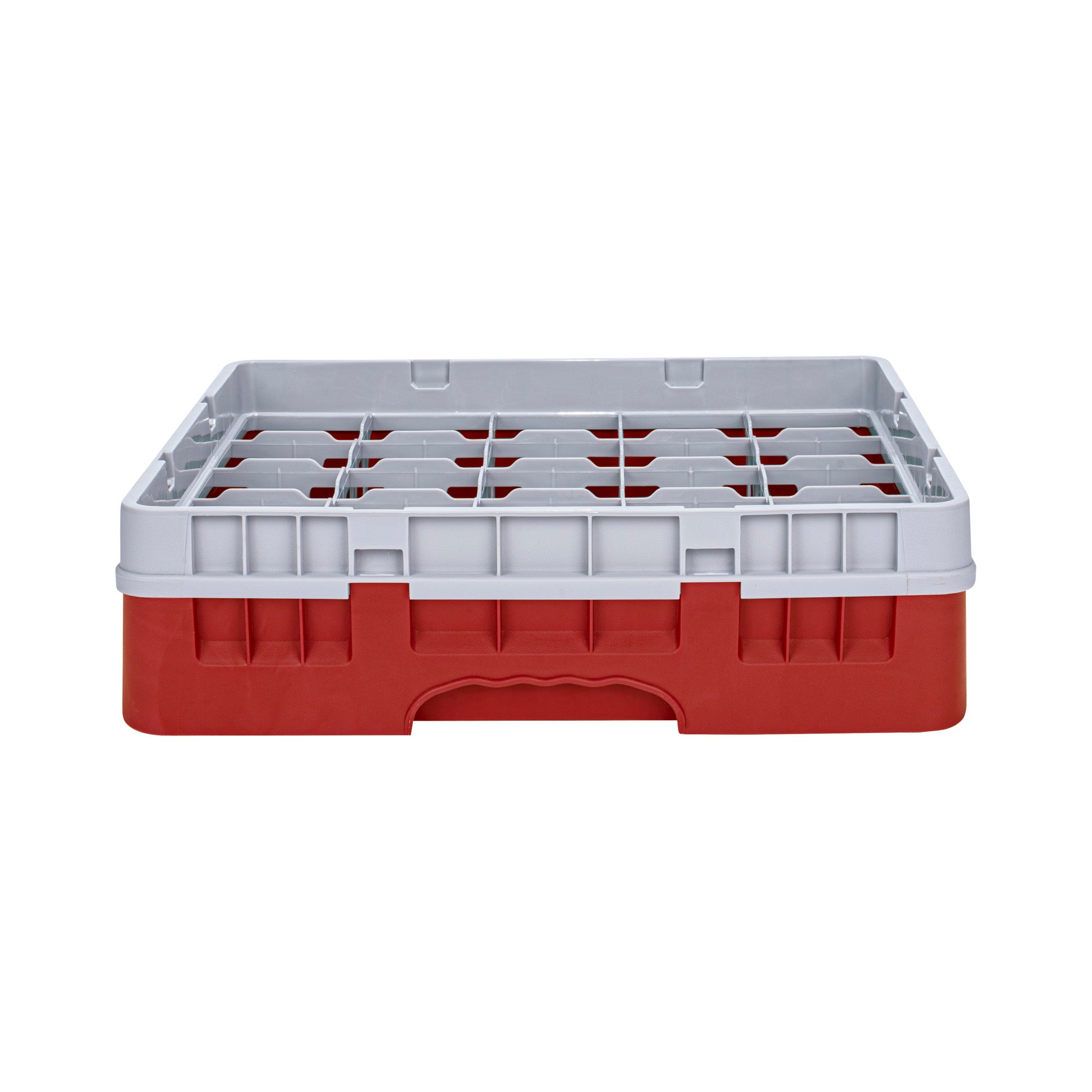 Clean Tek Professional Red Glass Rack - 25 Compartments, 1 Full Drop Extender - 19 3/4" x 19 3/4" x 5 3/4" - 1 count box