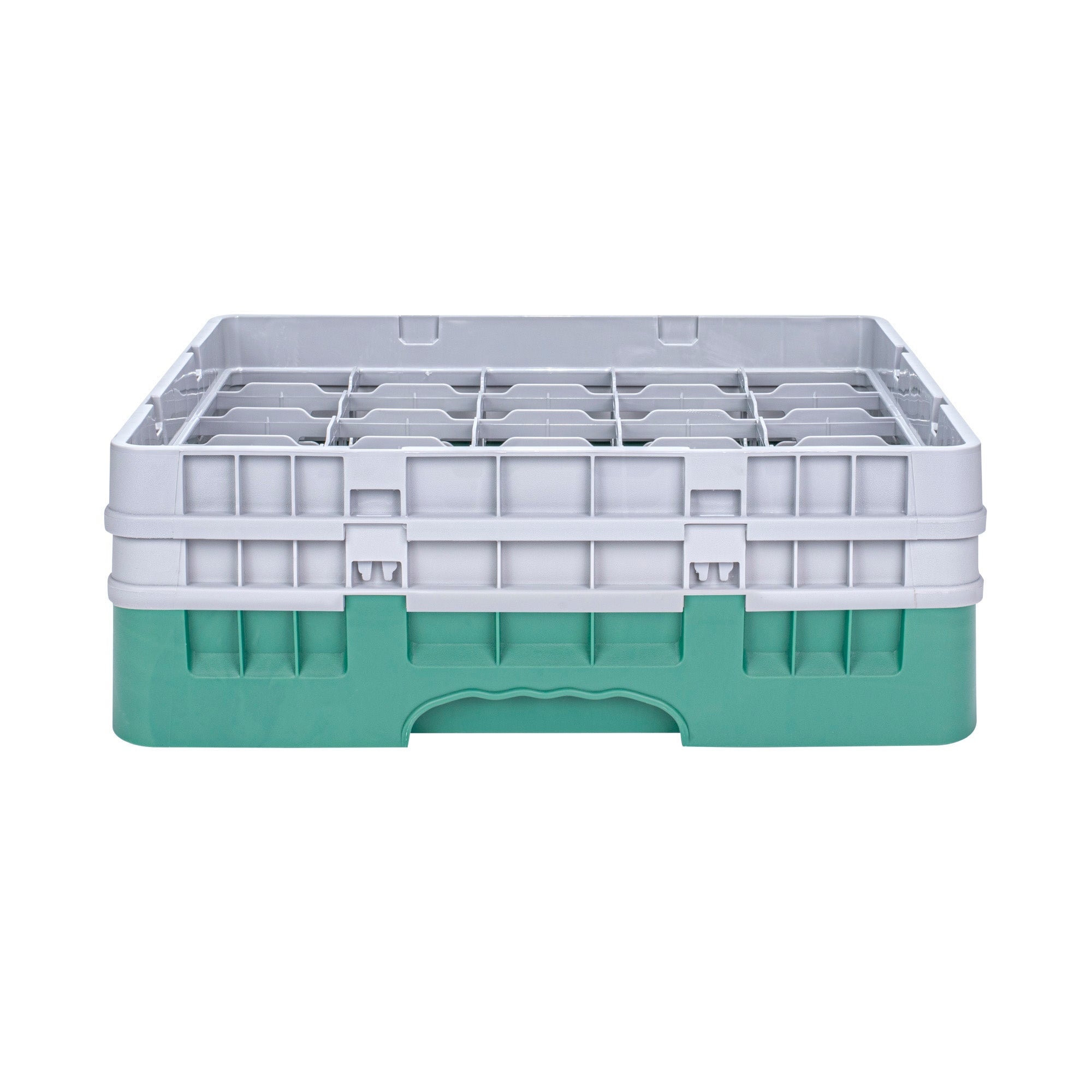 Clean Tek Professional Green Glass Rack - 25 Compartments, 1 Full Drop and 1 Half Drop Extender - 19 3/4" x 19 3/4" x 7 1/4" - 1 count box