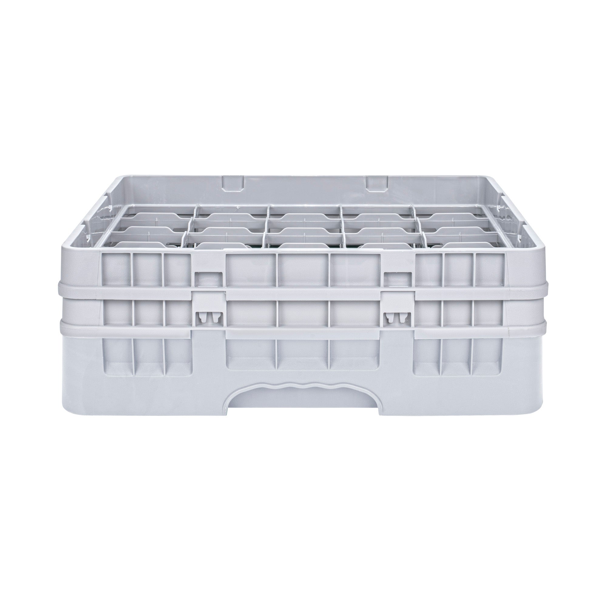 Clean Tek Professional Gray Glass Rack - 25 Compartments, 1 Full Drop and 1 Half Drop Extender - 19 3/4" x 19 3/4" x 7 1/4" - 1 count box
