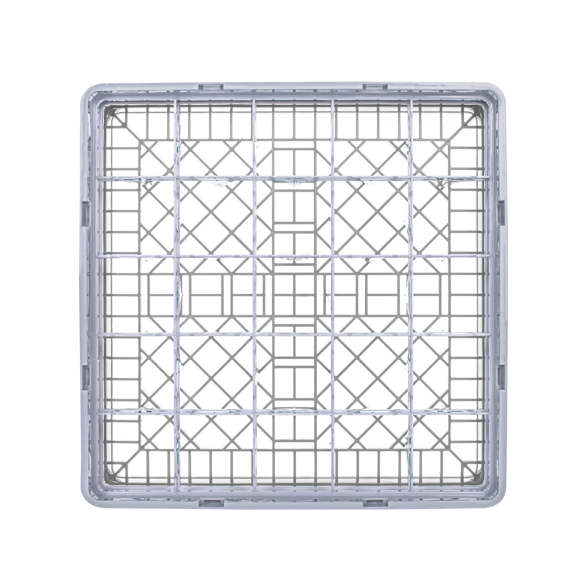 Clean Tek Professional Gray Glass Rack - 25 Compartments, 1 Full Drop and 1 Half Drop Extender - 19 3/4" x 19 3/4" x 7 1/4" - 1 count box