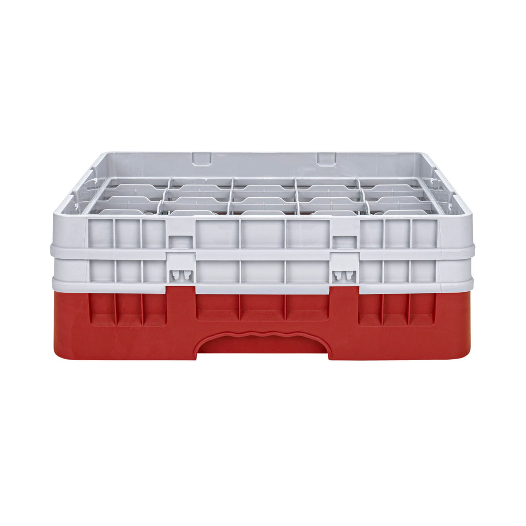 Clean Tek Professional Red Glass Rack - 25 Compartments, 1 Full Drop and 1 Half Drop Extender - 19 3/4" x 19 3/4" x 7 1/4" - 1 count box