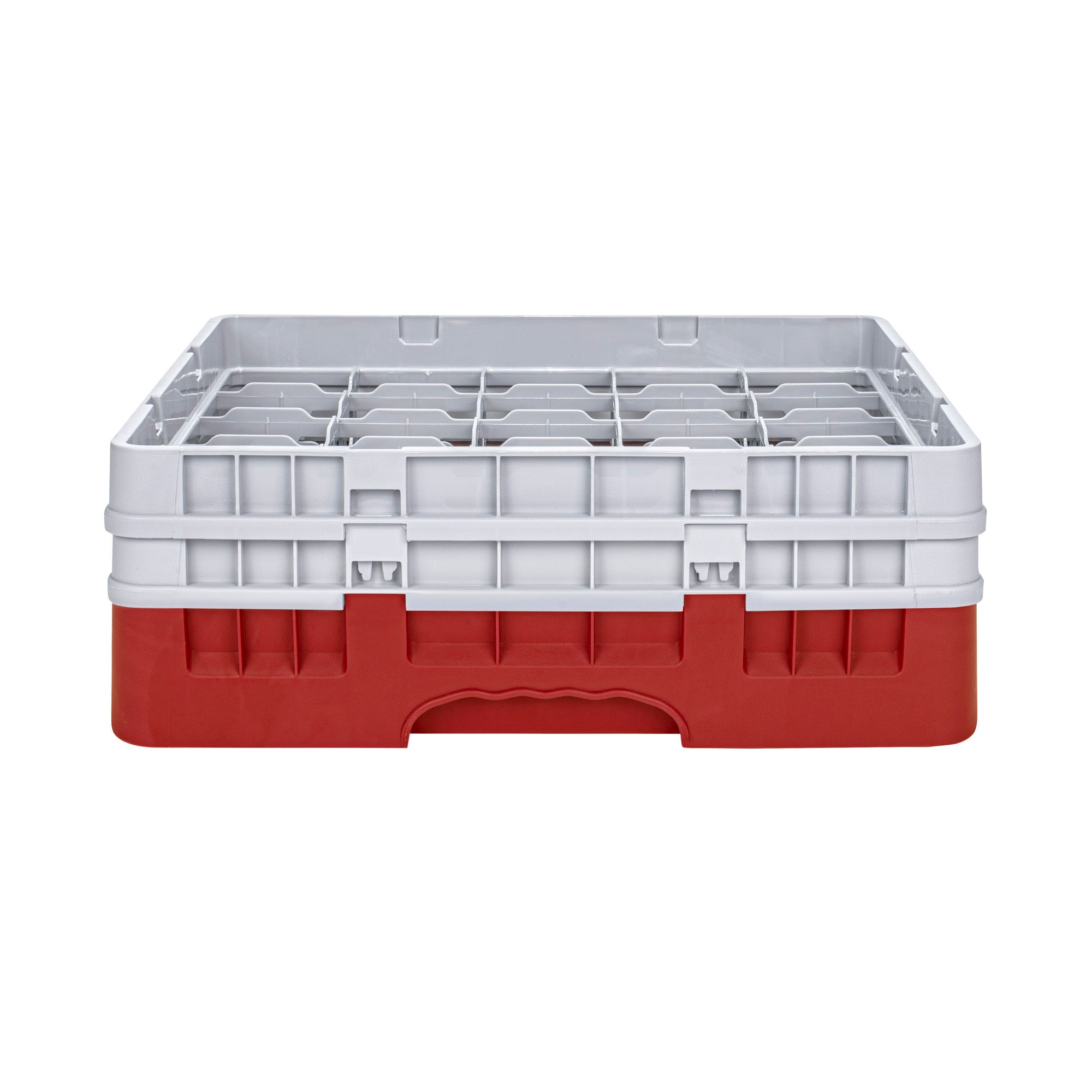Clean Tek Professional Red Glass Rack - 25 Compartments, 1 Full Drop and 1 Half Drop Extender - 19 3/4" x 19 3/4" x 7 1/4" - 1 count box