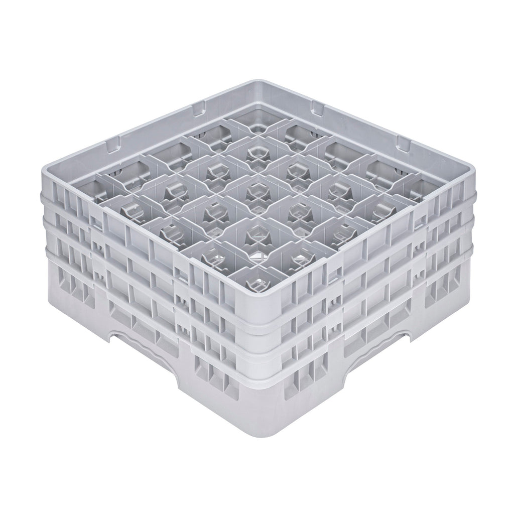 Clean Tek Professional Gray Glass Rack - 25 Compartments, 1 Full Drop and 2 Half Drop Extenders - 19 3/4" x 19 3/4" x 8 3/4" - 1 count box