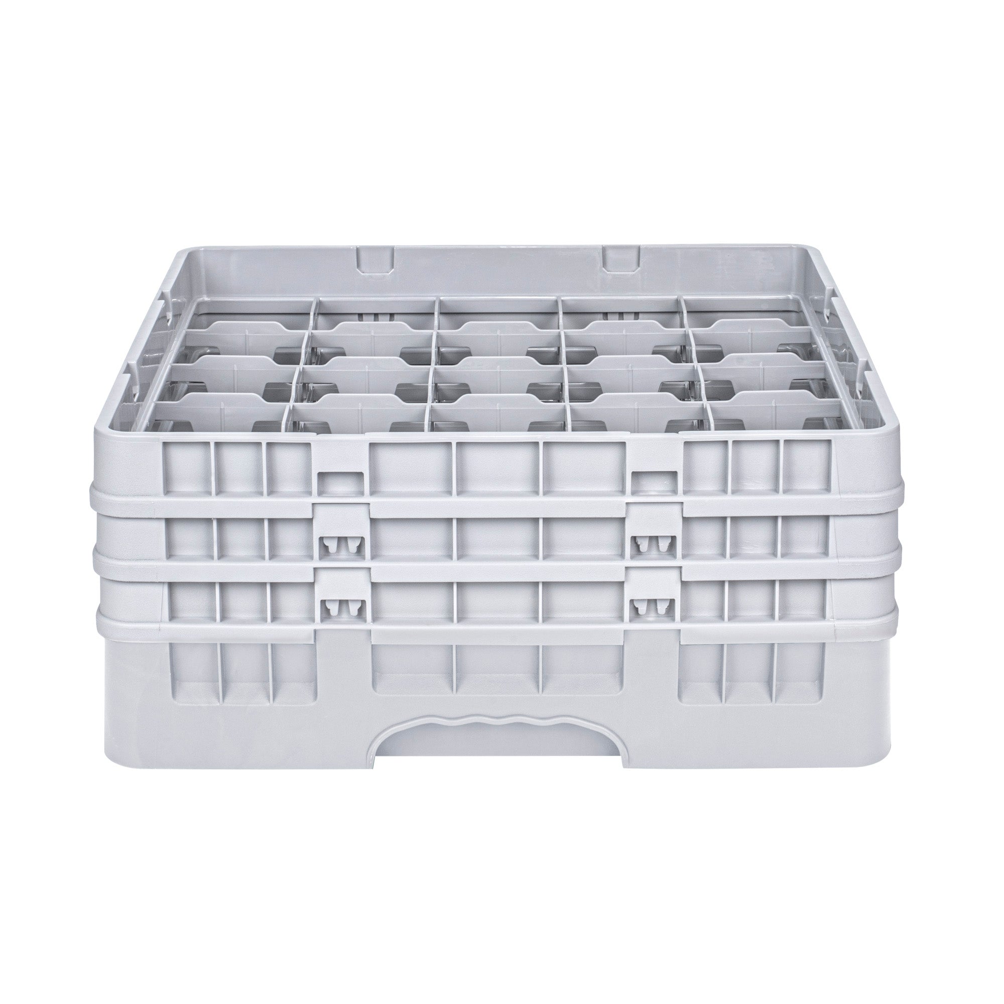 Clean Tek Professional Gray Glass Rack - 25 Compartments, 1 Full Drop and 2 Half Drop Extenders - 19 3/4" x 19 3/4" x 8 3/4" - 1 count box