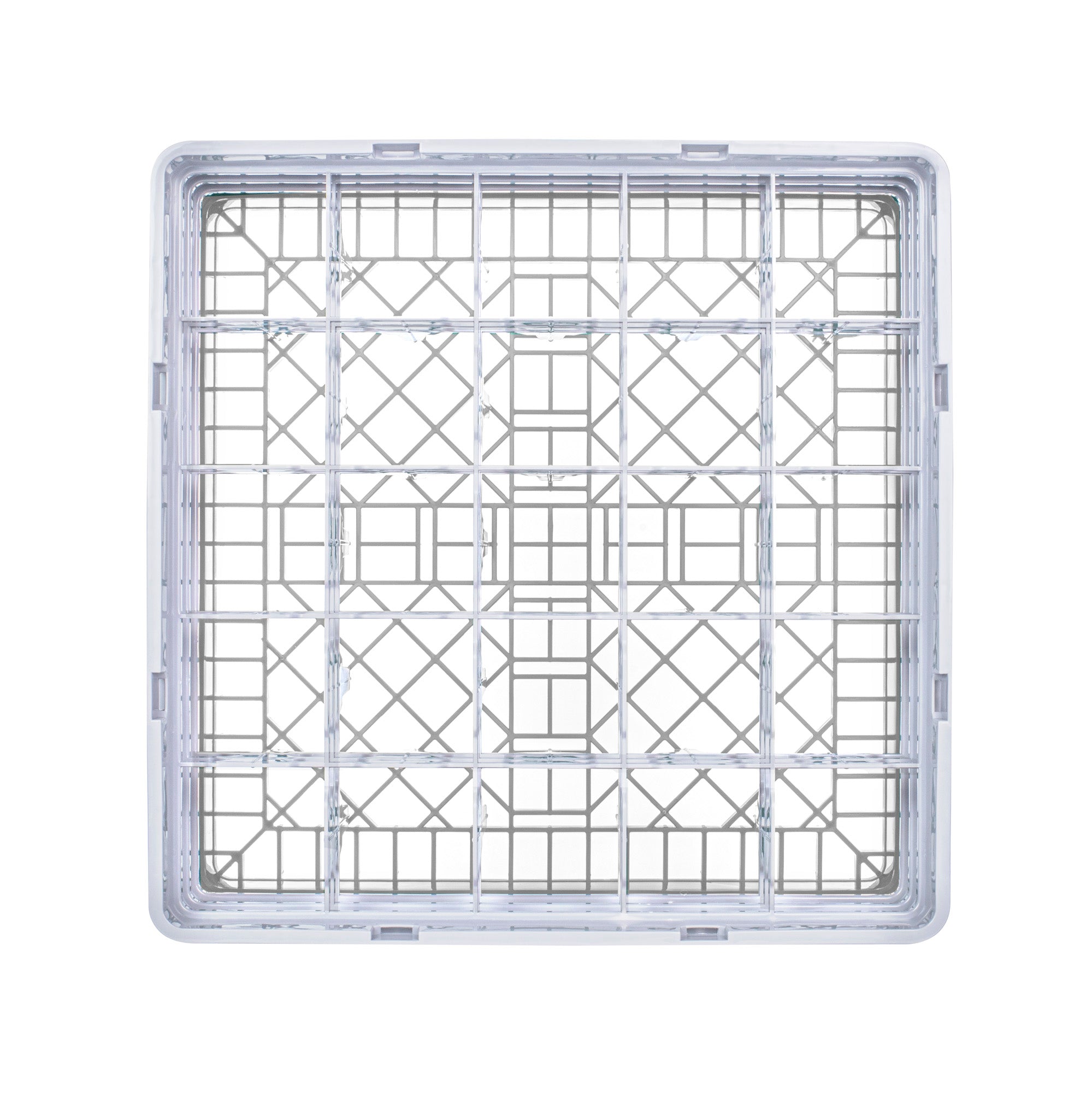 Clean Tek Professional Gray Glass Rack - 25 Compartments, 1 Full Drop and 2 Half Drop Extenders - 19 3/4" x 19 3/4" x 8 3/4" - 1 count box