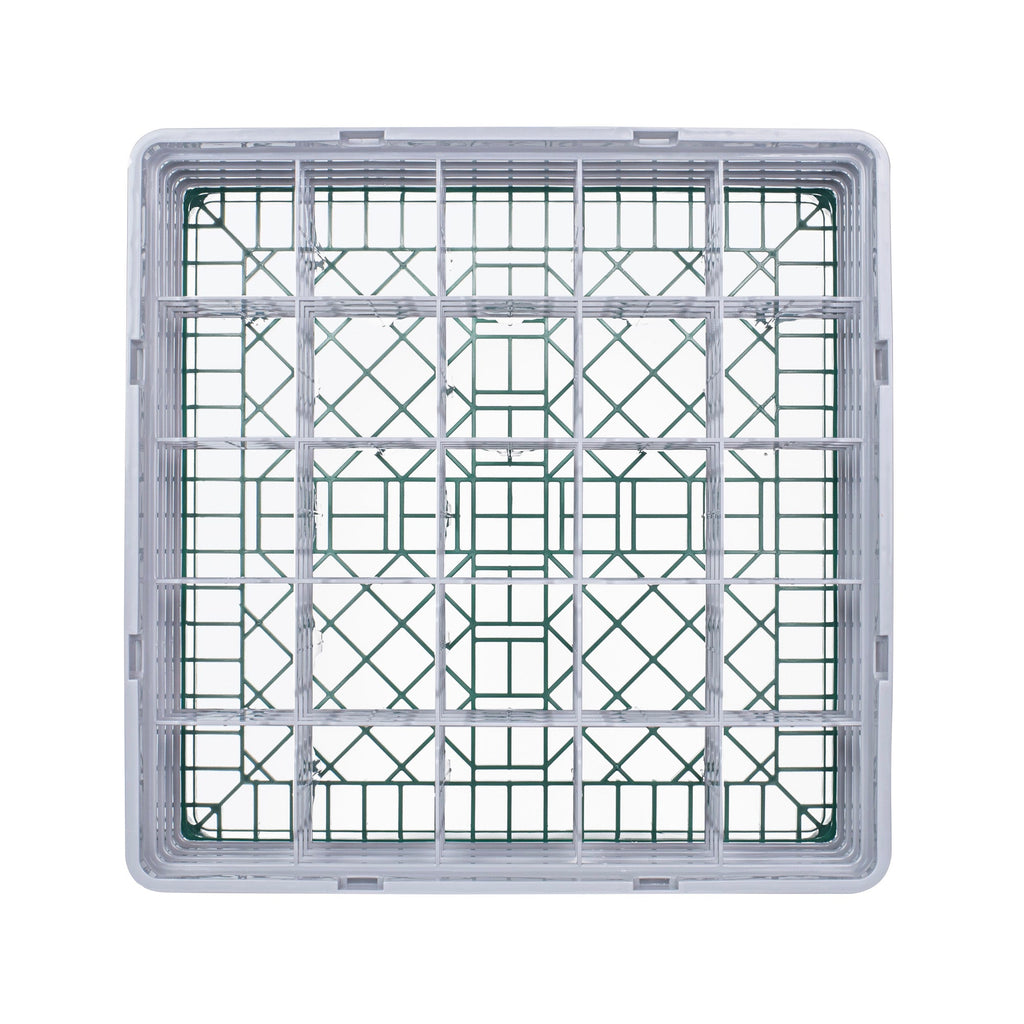 Clean Tek Professional Green Glass Rack - 25 Compartments, 1 Full Drop and 3 Half Drop Extenders - 19 3/4" x 19 3/4" x 10 1/2" - 1 count box