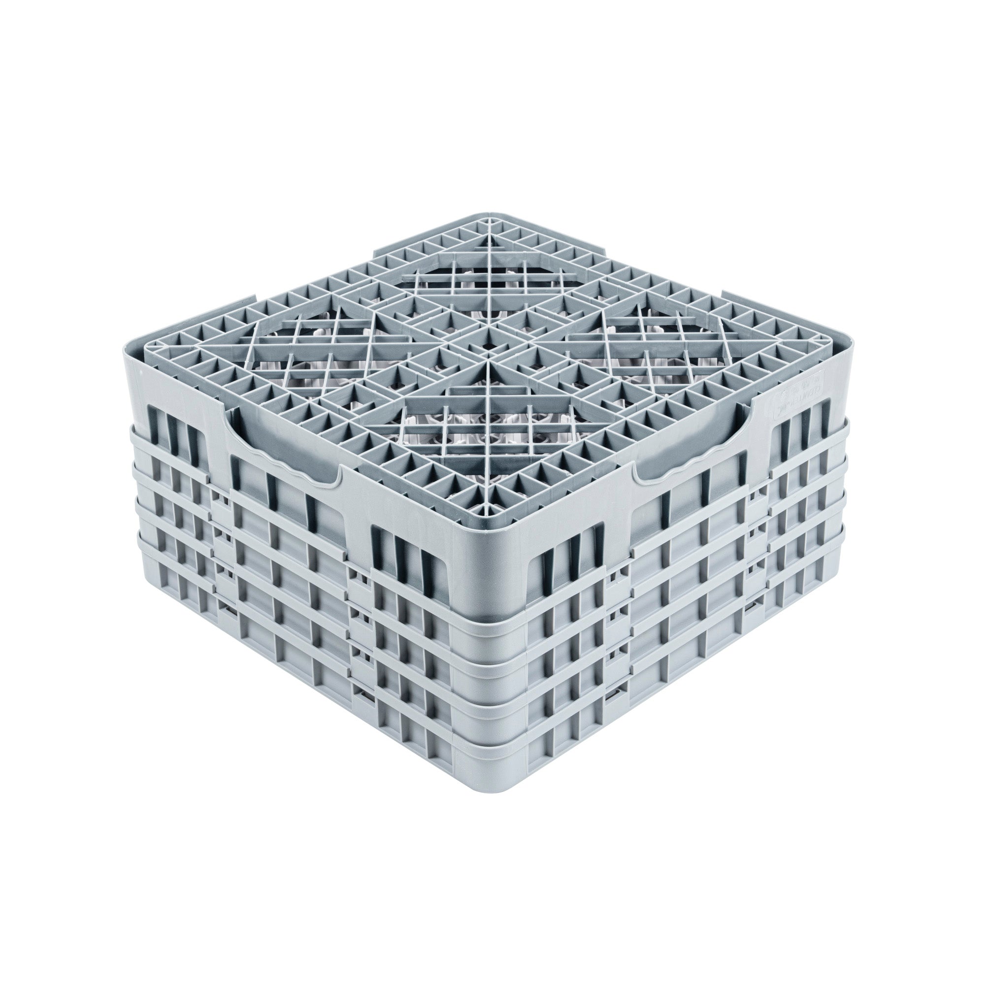 Clean Tek Professional Gray Glass Rack - 25 Compartments, 1 Full Drop and 3 Half Drop Extenders - 19 3/4" x 19 3/4" x 10 1/2" - 1 count box