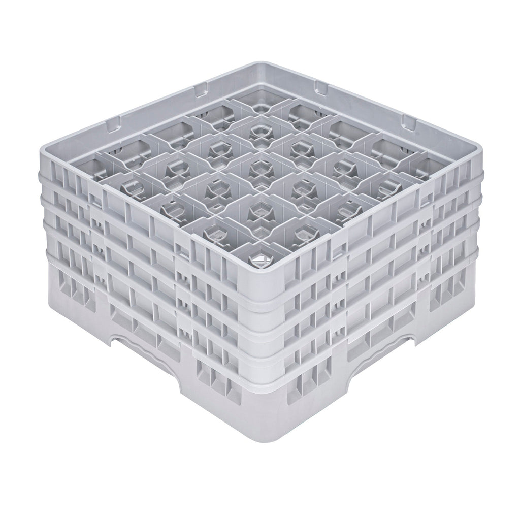 Clean Tek Professional Gray Glass Rack - 25 Compartments, 1 Full Drop and 3 Half Drop Extenders - 19 3/4" x 19 3/4" x 10 1/2" - 1 count box