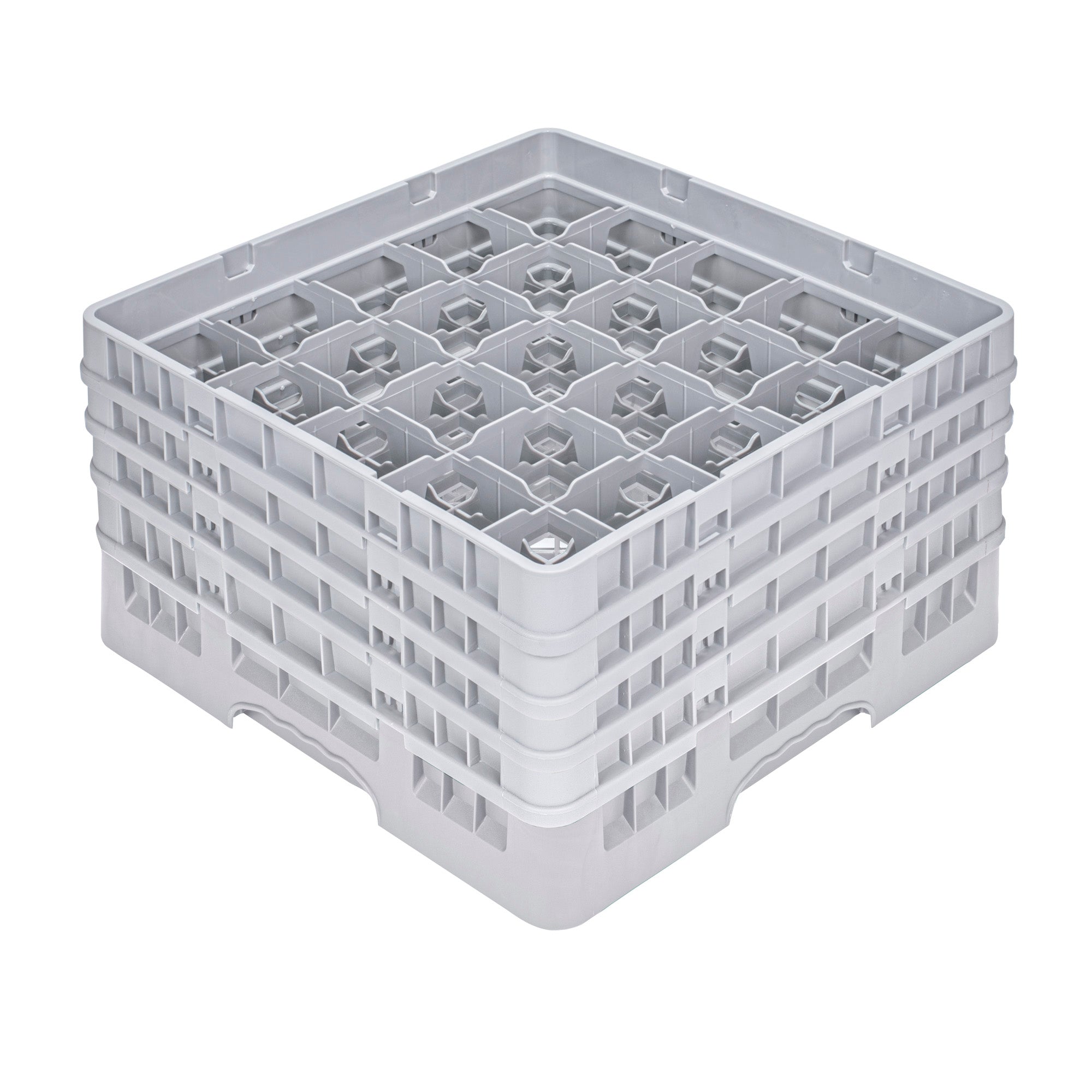Clean Tek Professional Gray Glass Rack - 25 Compartments, 1 Full Drop and 3 Half Drop Extenders - 19 3/4" x 19 3/4" x 10 1/2" - 1 count box