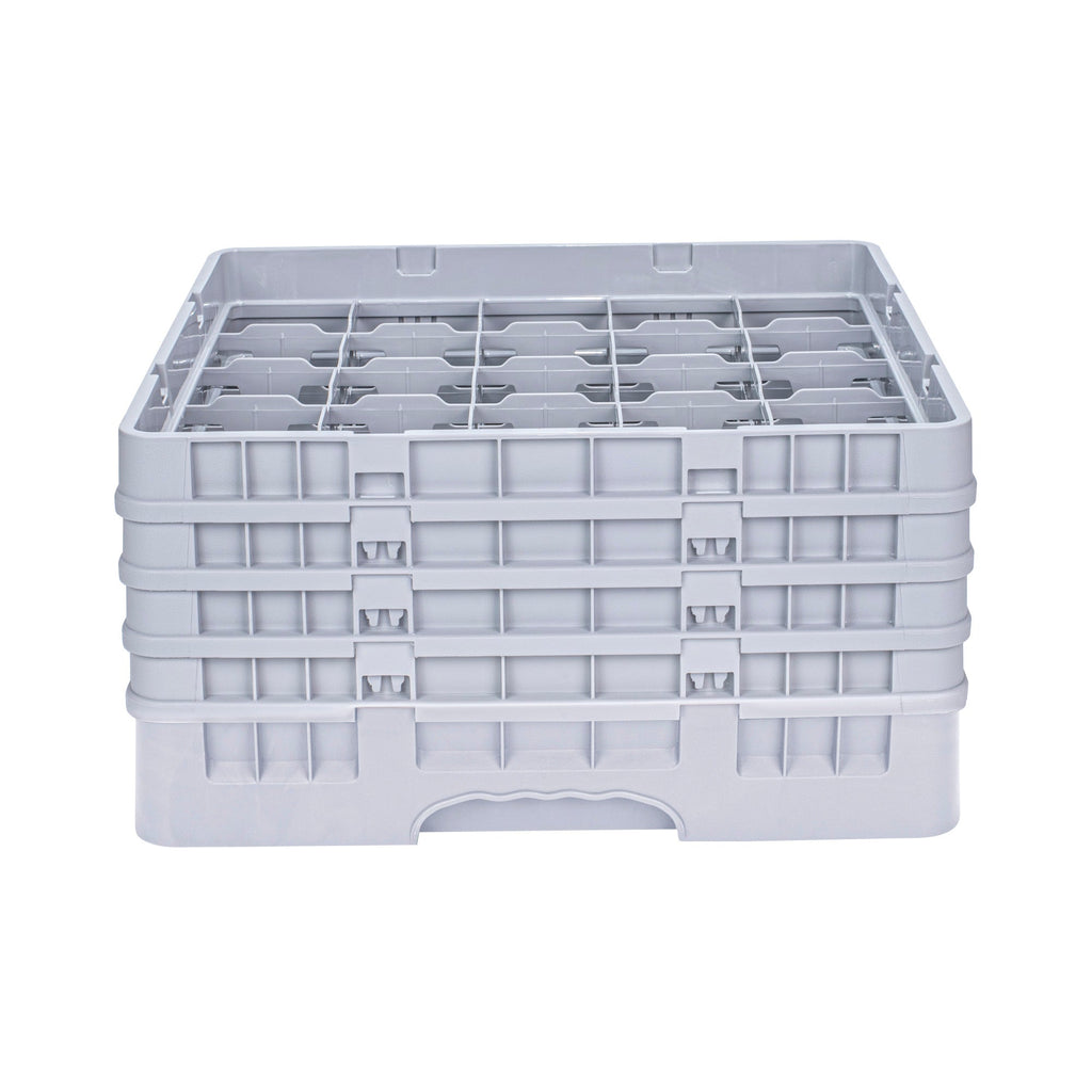 Clean Tek Professional Gray Glass Rack - 25 Compartments, 1 Full Drop and 3 Half Drop Extenders - 19 3/4" x 19 3/4" x 10 1/2" - 1 count box