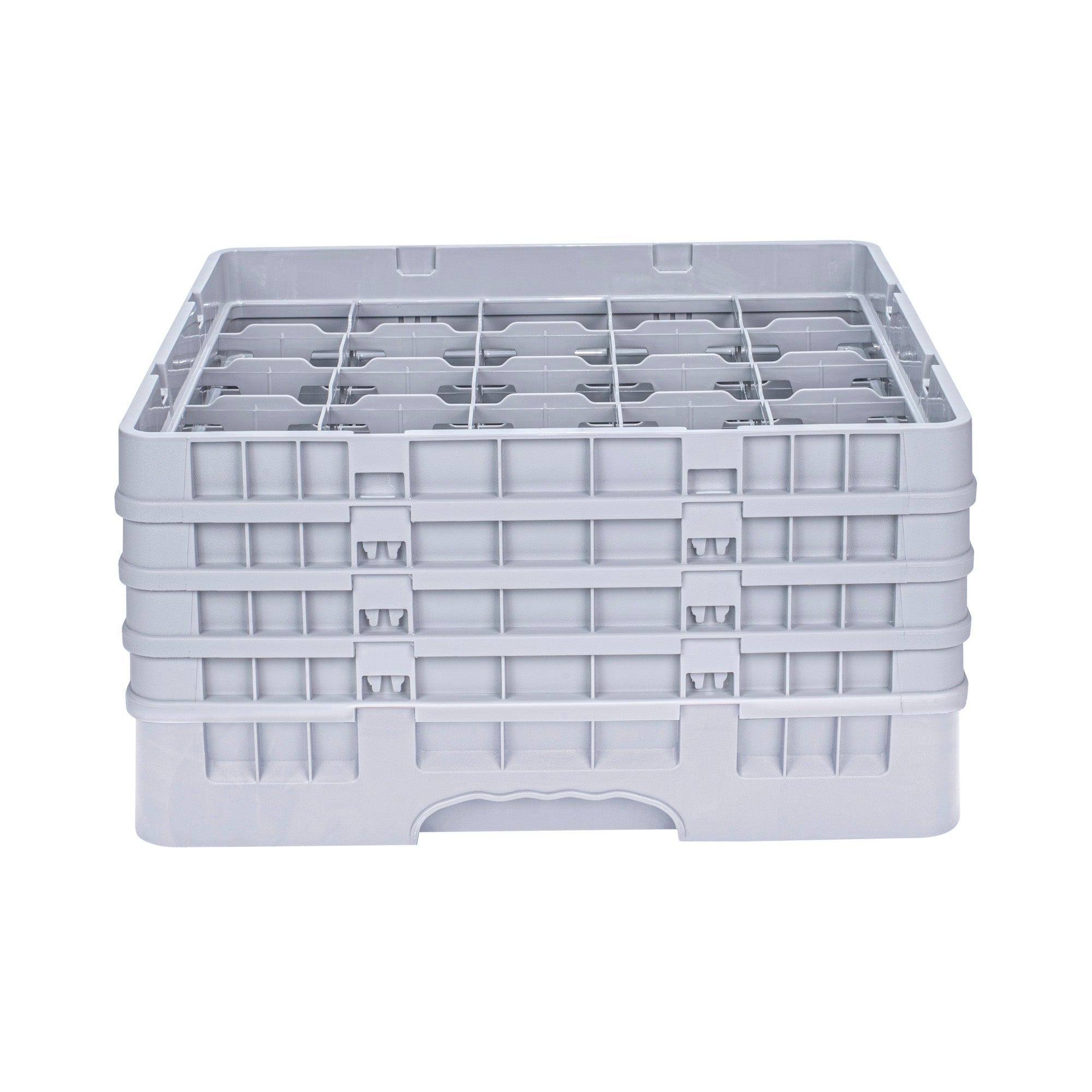 Clean Tek Professional Gray Glass Rack - 25 Compartments, 1 Full Drop and 3 Half Drop Extenders - 19 3/4" x 19 3/4" x 10 1/2" - 1 count box