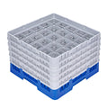 Clean Tek Professional Blue Glass Rack - 25 Compartments, 1 Full Drop and 4 Half Drop Extenders - 19 3/4" x 19 3/4" x 12 1/4" - 1 count box