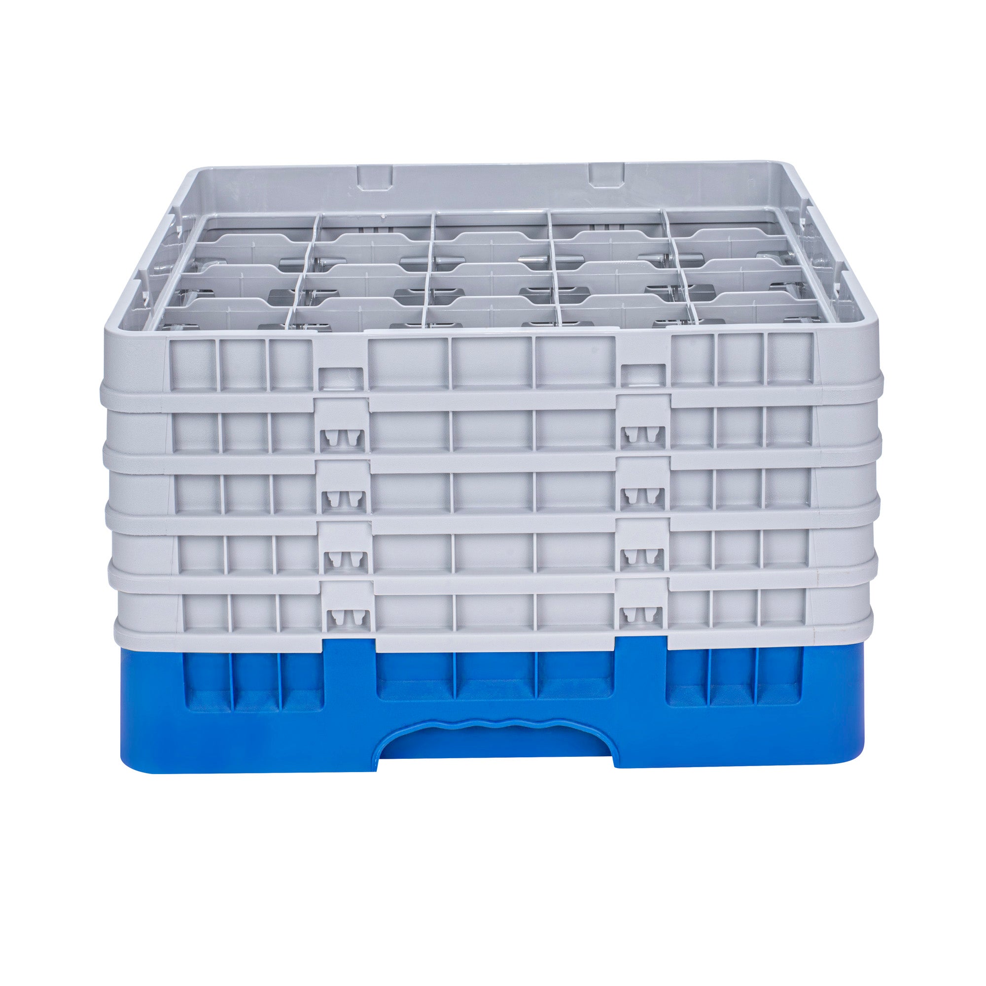 Clean Tek Professional Blue Glass Rack - 25 Compartments, 1 Full Drop and 4 Half Drop Extenders - 19 3/4" x 19 3/4" x 12 1/4" - 1 count box