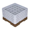 Clean Tek Professional Brown Glass Rack - 25 Compartments, 1 Full Drop and 4 Half Drop Extenders - 19 3/4" x 19 3/4" x 12 1/4" - 1 count box