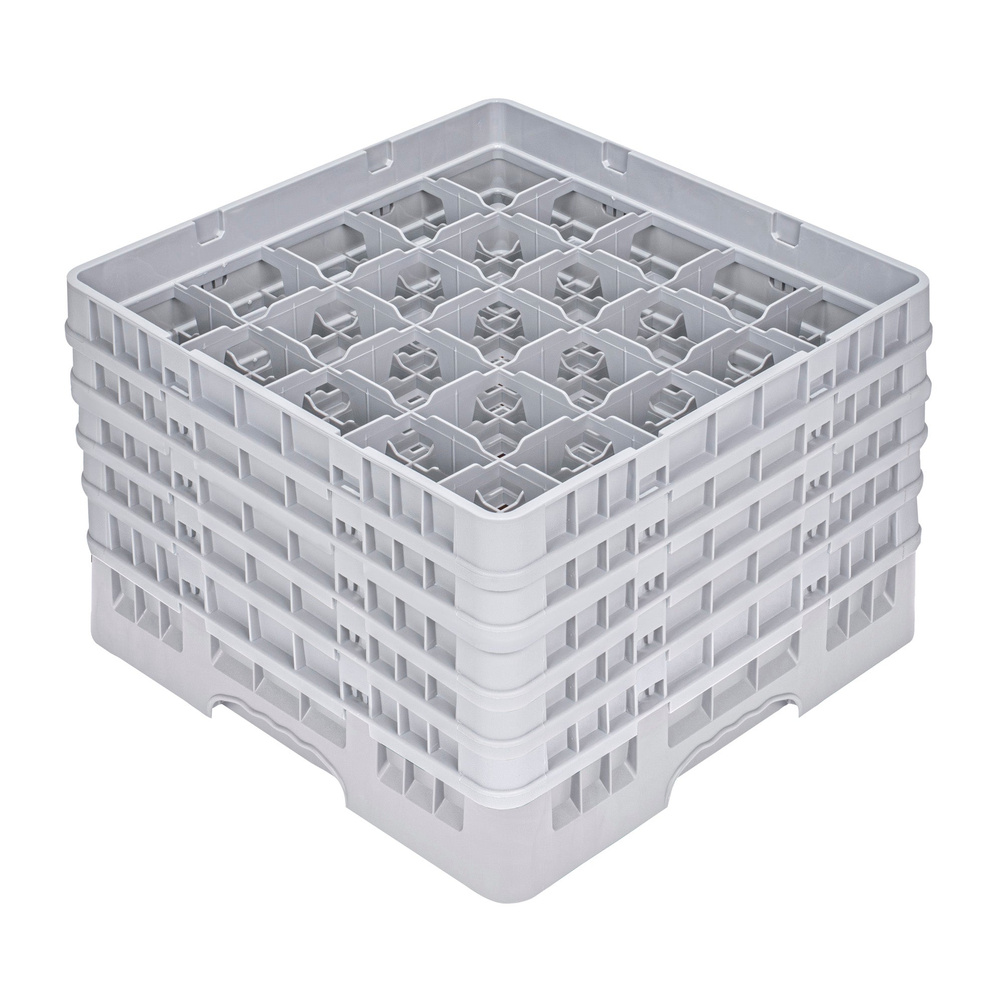 Clean Tek Professional Gray Glass Rack - 25 Compartments, 1 Full Drop and 4 Half Drop Extenders - 19 3/4" x 19 3/4" x 12 1/4" - 1 count box