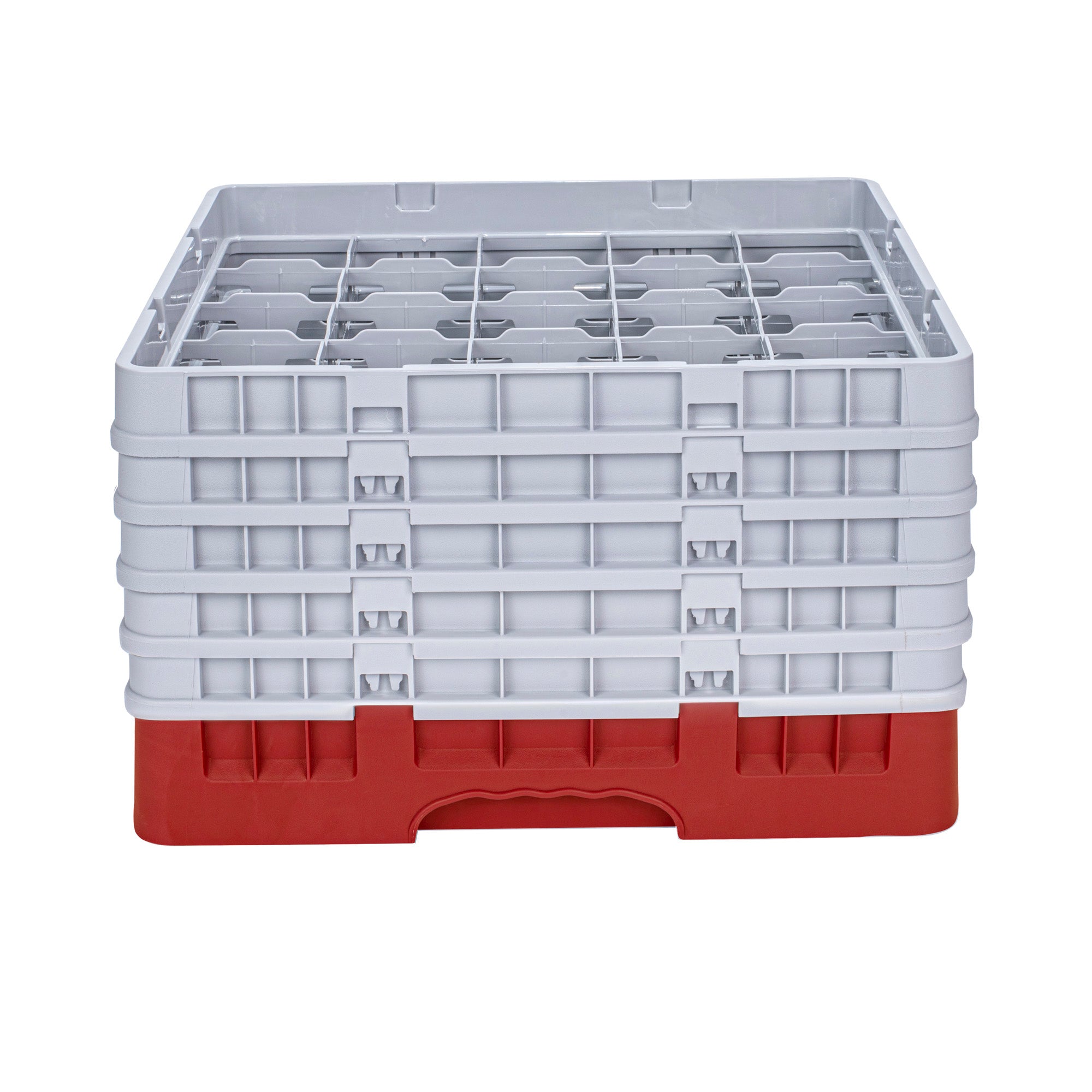 Clean Tek Professional Red Glass Rack - 25 Compartments, 1 Full Drop and 4 Half Drop Extenders - 19 3/4" x 19 3/4" x 12 1/4" - 1 count box
