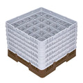 Clean Tek Professional Brown Glass Rack - 25 Compartments, 1 Full Drop and 5 Half Drop Extenders - 19 3/4" x 19 3/4" x 13 3/4" - 1 count box