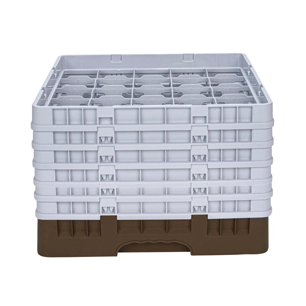 Clean Tek Professional Brown Glass Rack - 25 Compartments, 1 Full Drop and 5 Half Drop Extenders - 19 3/4" x 19 3/4" x 13 3/4" - 1 count box