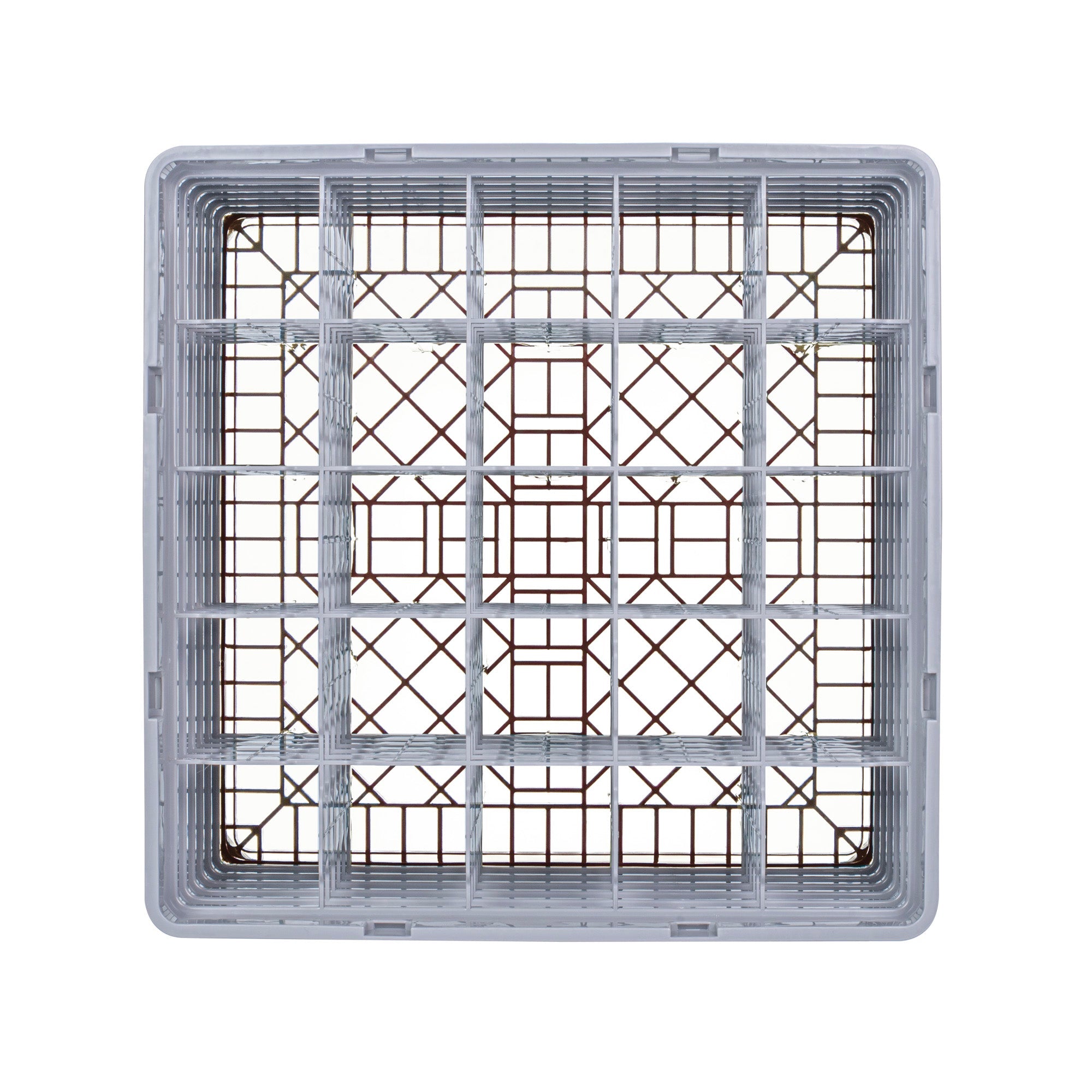 Clean Tek Professional Brown Glass Rack - 25 Compartments, 1 Full Drop and 5 Half Drop Extenders - 19 3/4" x 19 3/4" x 13 3/4" - 1 count box