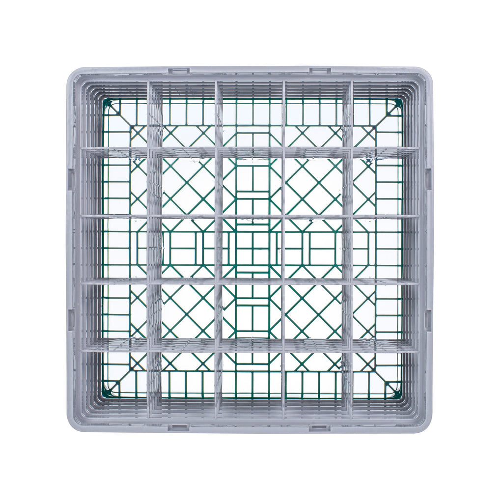 Clean Tek Professional Green Glass Rack - 25 Compartments, 1 Full Drop and 5 Half Drop Extenders - 19 3/4" x 19 3/4" x 13 3/4" - 1 count box