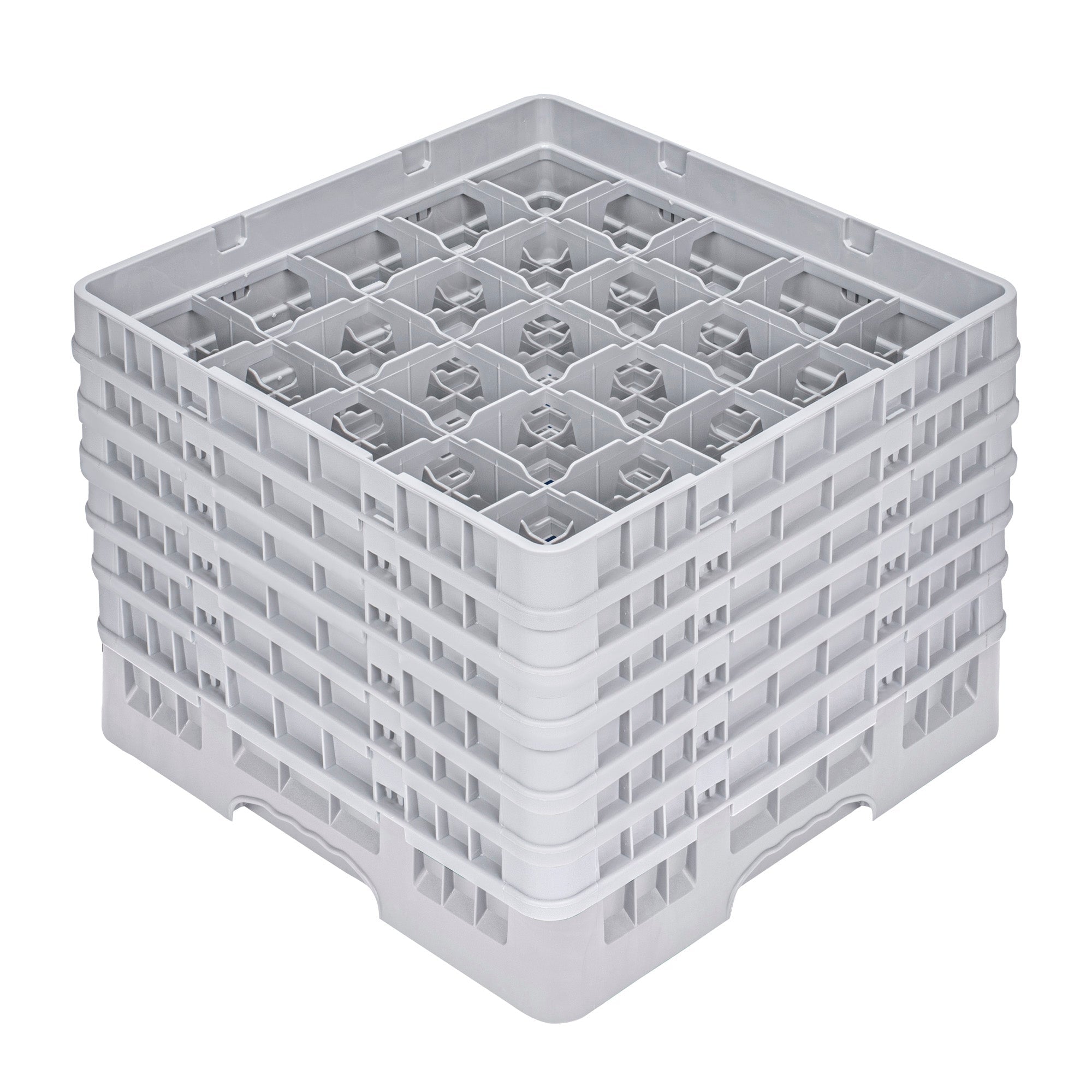 Clean Tek Professional Gray Glass Rack - 25 Compartments, 1 Full Drop and 5 Half Drop Extenders - 19 3/4" x 19 3/4" x 13 3/4" - 1 count box